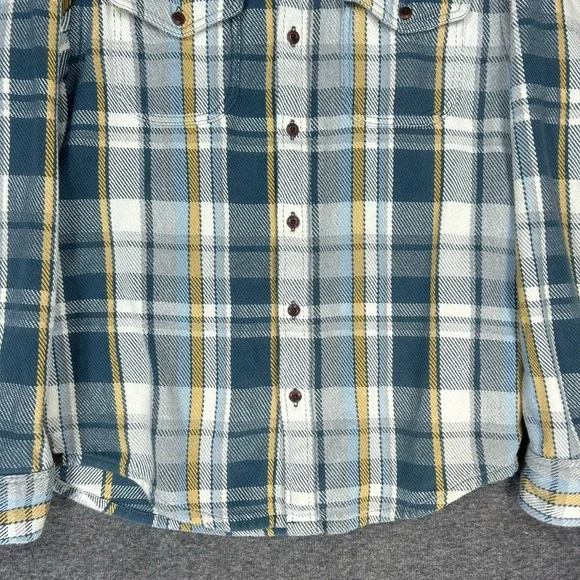 Outerknown Blanket Shirt Mens M Green Plaid Thick Knit Flannel Long Sleeve - Picture 3 of 11